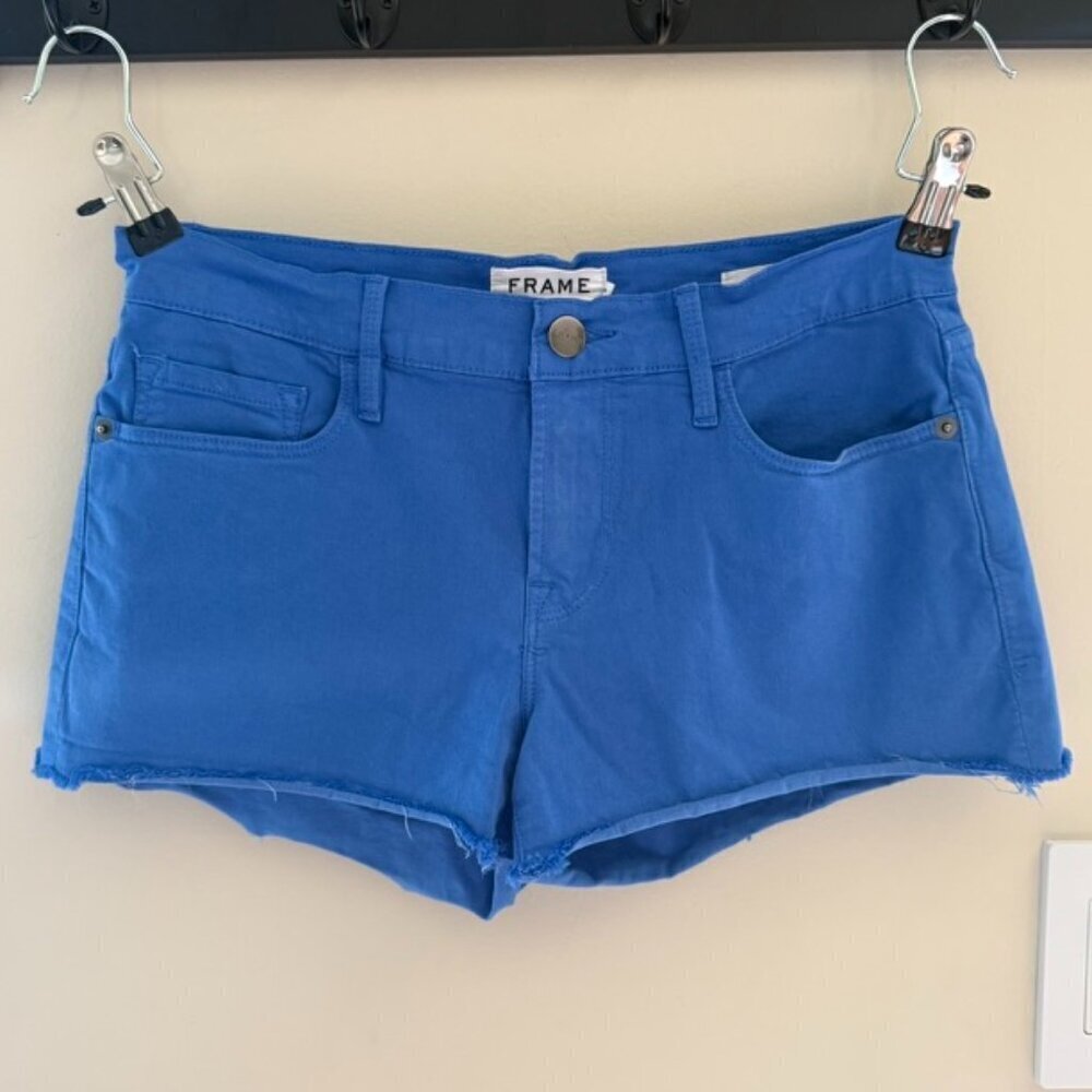 Frame Denim Cotton Le Cut-Off Shorts Coastal Blue Womens Size 26 Micro Festival